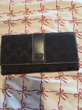 COACH Black Signature Tri-Fold Wallet